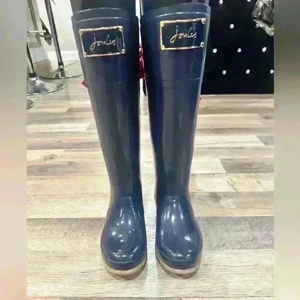 Evedon Premium Rain Boots - Joules women size 5 Wellies with bow - Picture 3 of 7